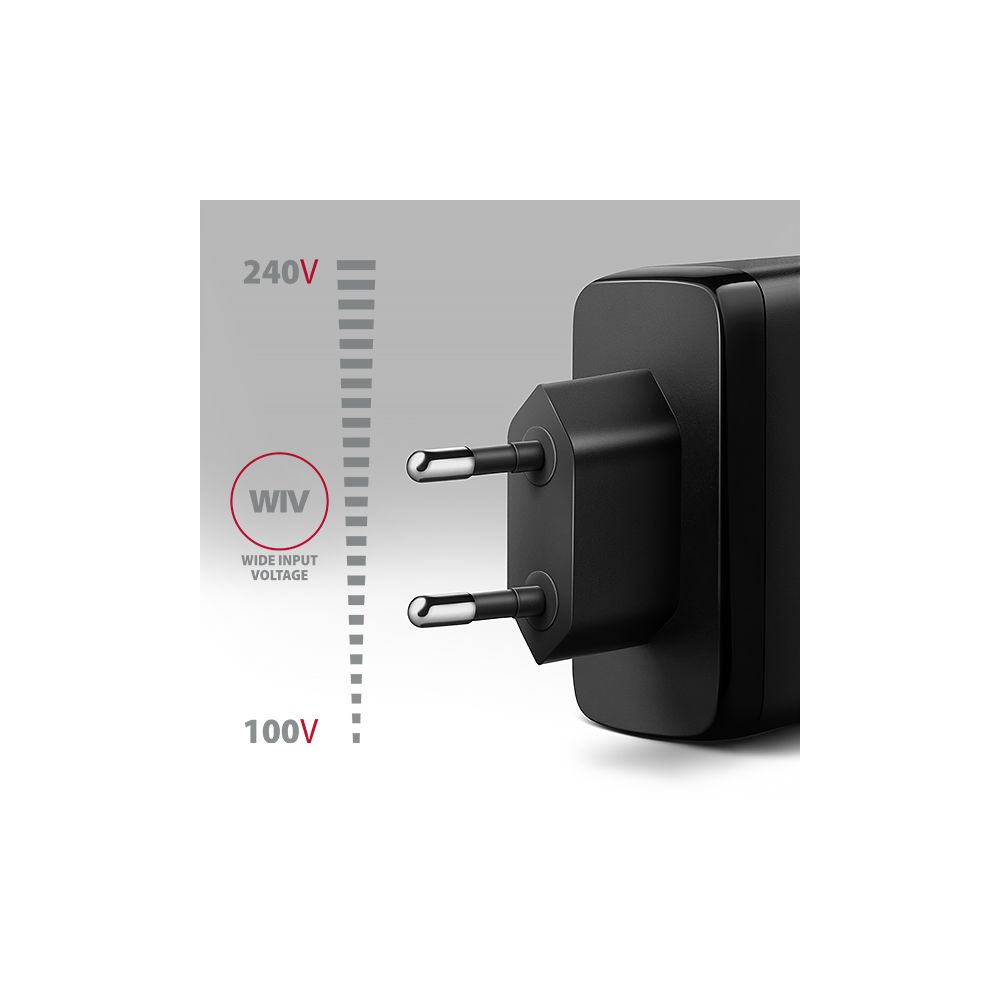 AXAGON ACU-DPQ100, GaN nabíječka do sítě 100W, 3x port (USB-A + dual USB-C), PD3.0/PPS/QC4+/Apple - Obrázek 3