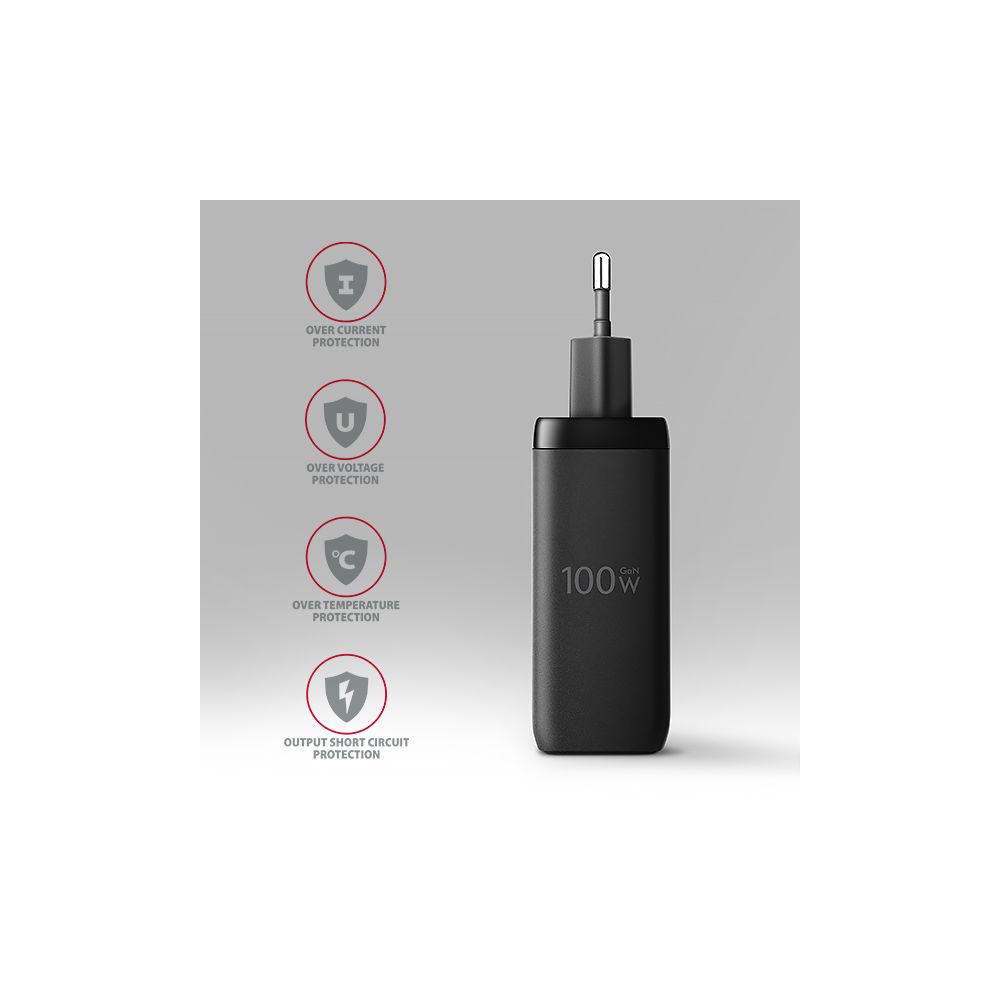 AXAGON ACU-DPQ100, GaN nabíječka do sítě 100W, 3x port (USB-A + dual USB-C), PD3.0/PPS/QC4+/Apple - Obrázek 5