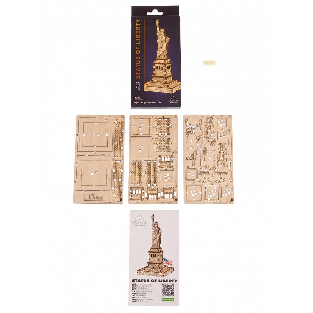 Ugears 3D dřevěné mechanické puzzle Socha Svobody - Obrázek 4