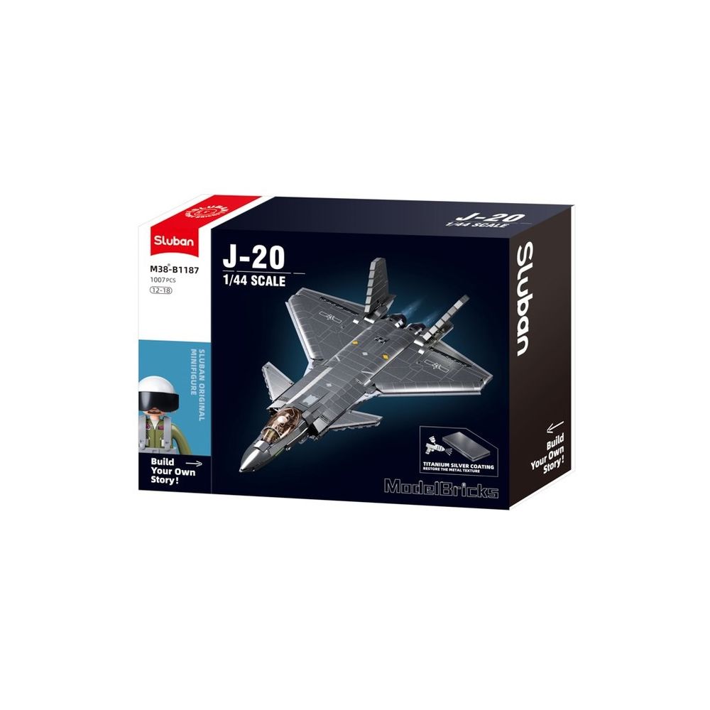 Sluban Army Model Bricks Neviditelný letoun J-20 s kovovým povlakem - Obrázek 2