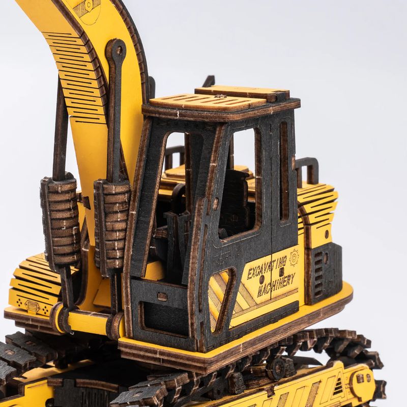 RoboTime 3D dřevěná mechanická skládačka Bagr - Obrázek 2