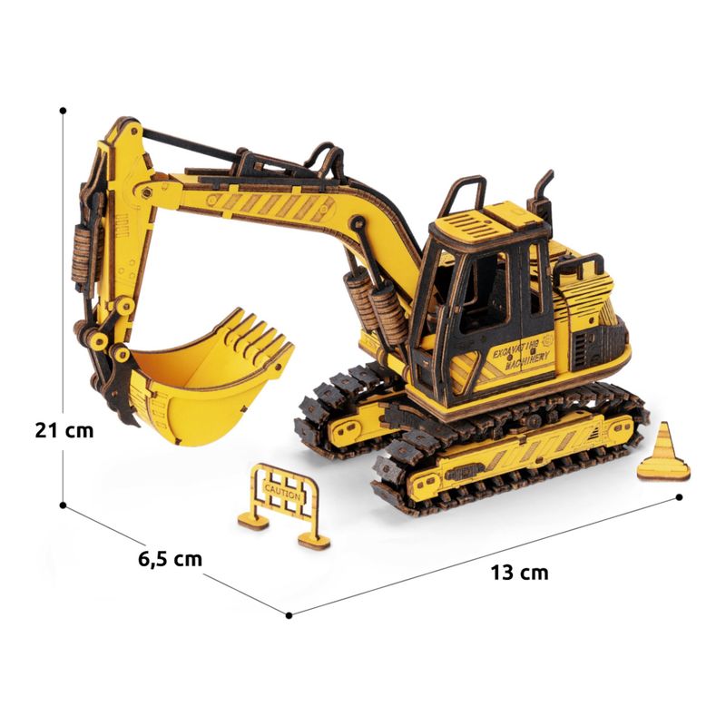 RoboTime 3D dřevěná mechanická skládačka Bagr - Obrázek 3